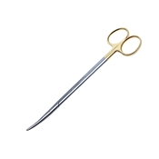 Metzenbaum TC Scissor Curved Blunt Blades Overall Length 7" (18cm) Oval Shanks Standard Gold Ring Handles With Tungsten Carbide Inserts  